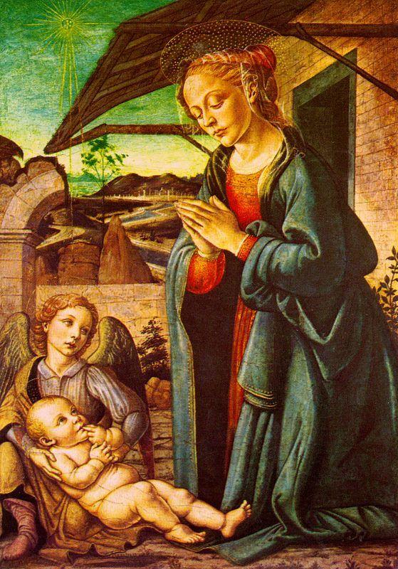 BOTTICINI, Francesco The Madonna Adoring the Child Jesus Sweden oil painting art